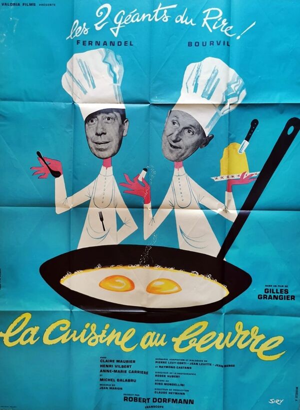 Affiche originale 1963 modèle a la cuisine au beurre fernandel bourvil 120x160 cm