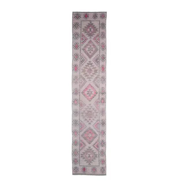 Vintage Turkish hand-knotted runner rug 83x410