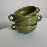 Set of 4 green glazed earth bowls from Biot 1960