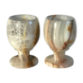 Lot de deux coquetiers en albâtre