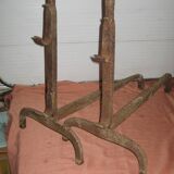 Old wrought iron andirons