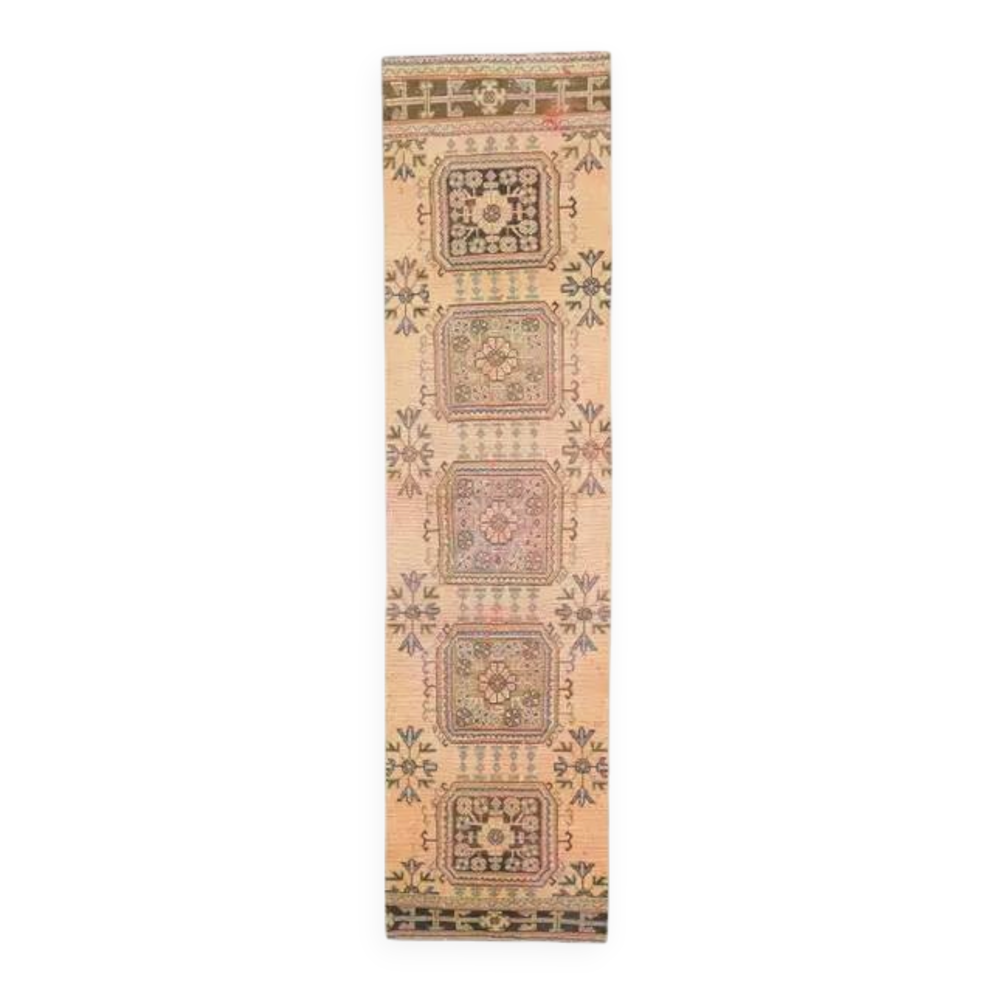 Vintage Turkish Handmade Wool Cotton Orange Runner 80x325