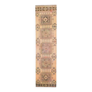 Vintage Turkish Handmade Wool Cotton Orange Runner 80x325
