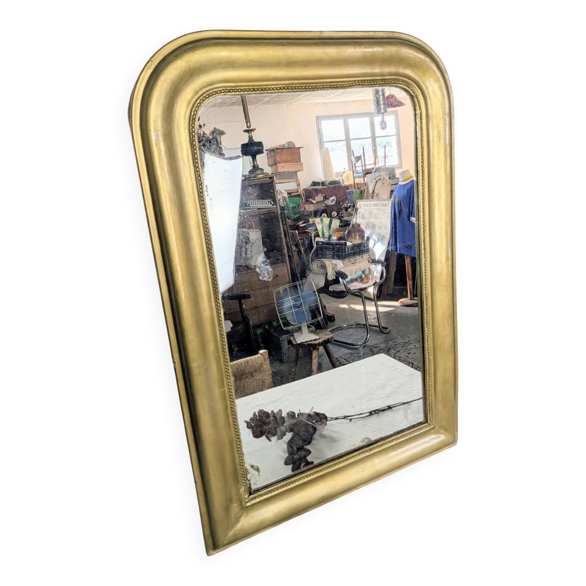 Louis-Philippe gold mirror with beaded moulding 62x92cm