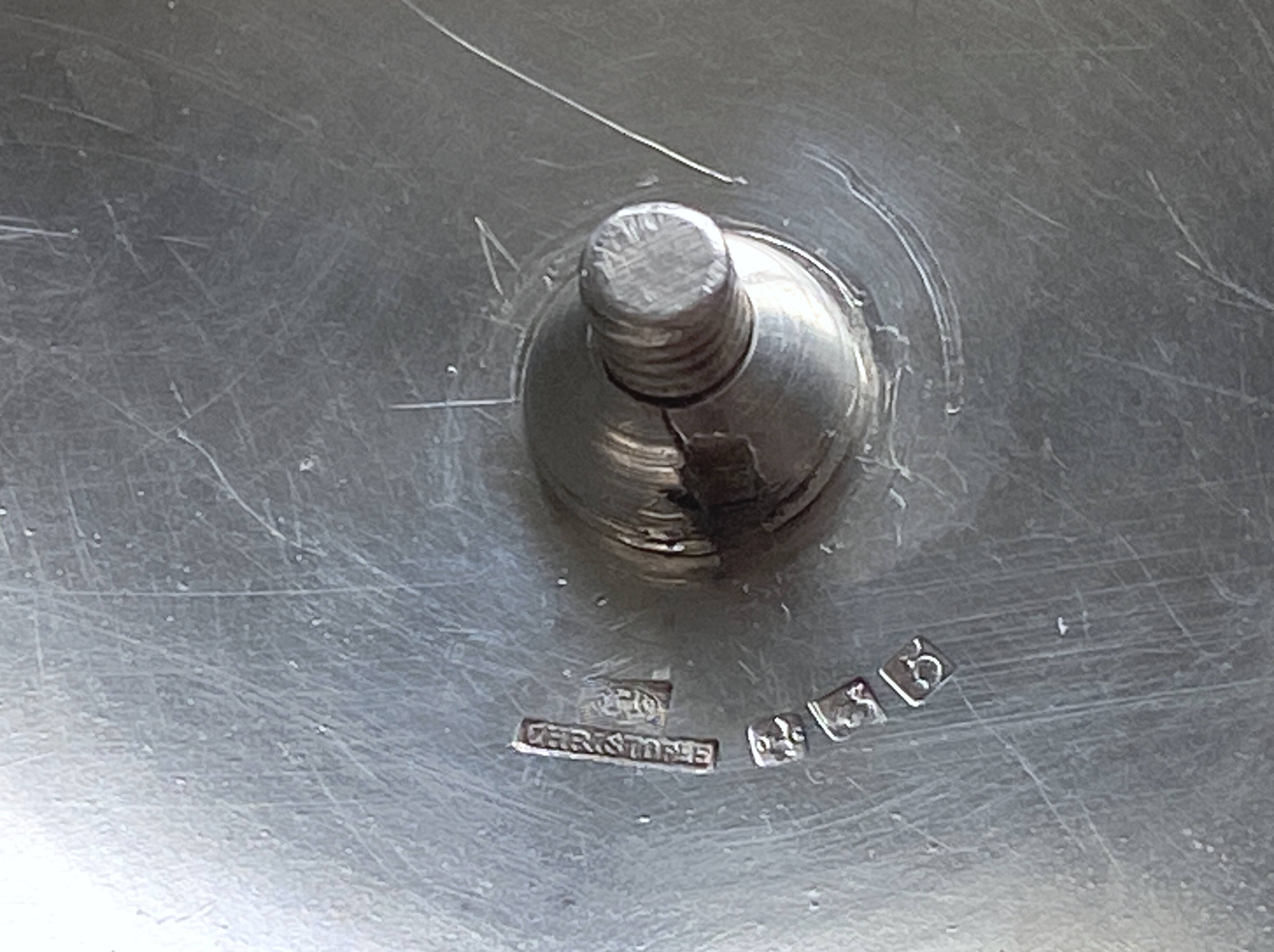 Large silver-plated metal bowl/centerpiece by Christofle, Art Deco style - 33 cm