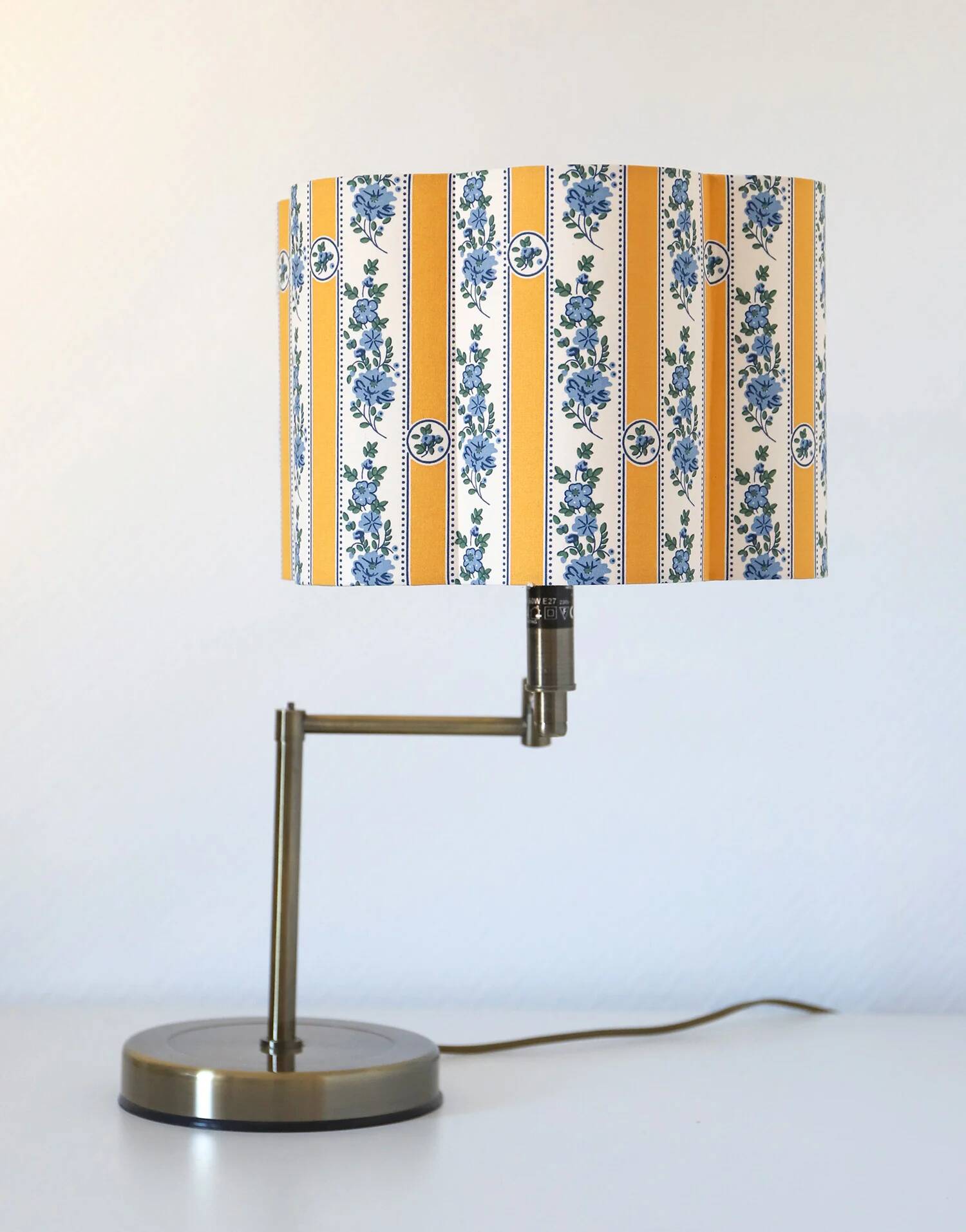 Recycled vintage lamp — with a swivel arm, fluted floral shade