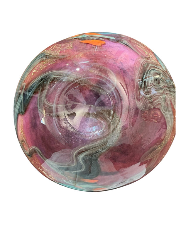 Vase Soliflore en verre soufflé et inclusion doré