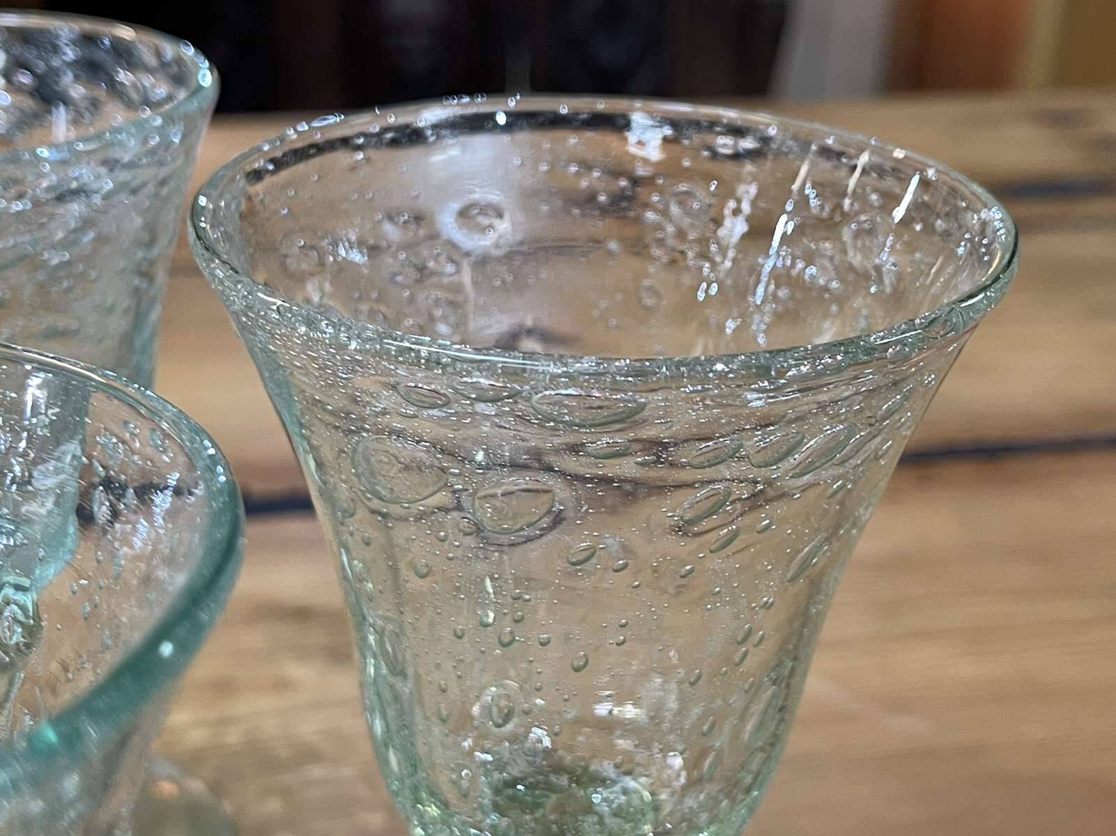 Set of 6 blown glass stemmed glasses - BIOT