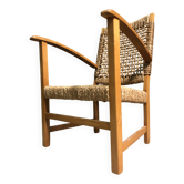 Fauteuil en corde de jonc de mer français des années 1950