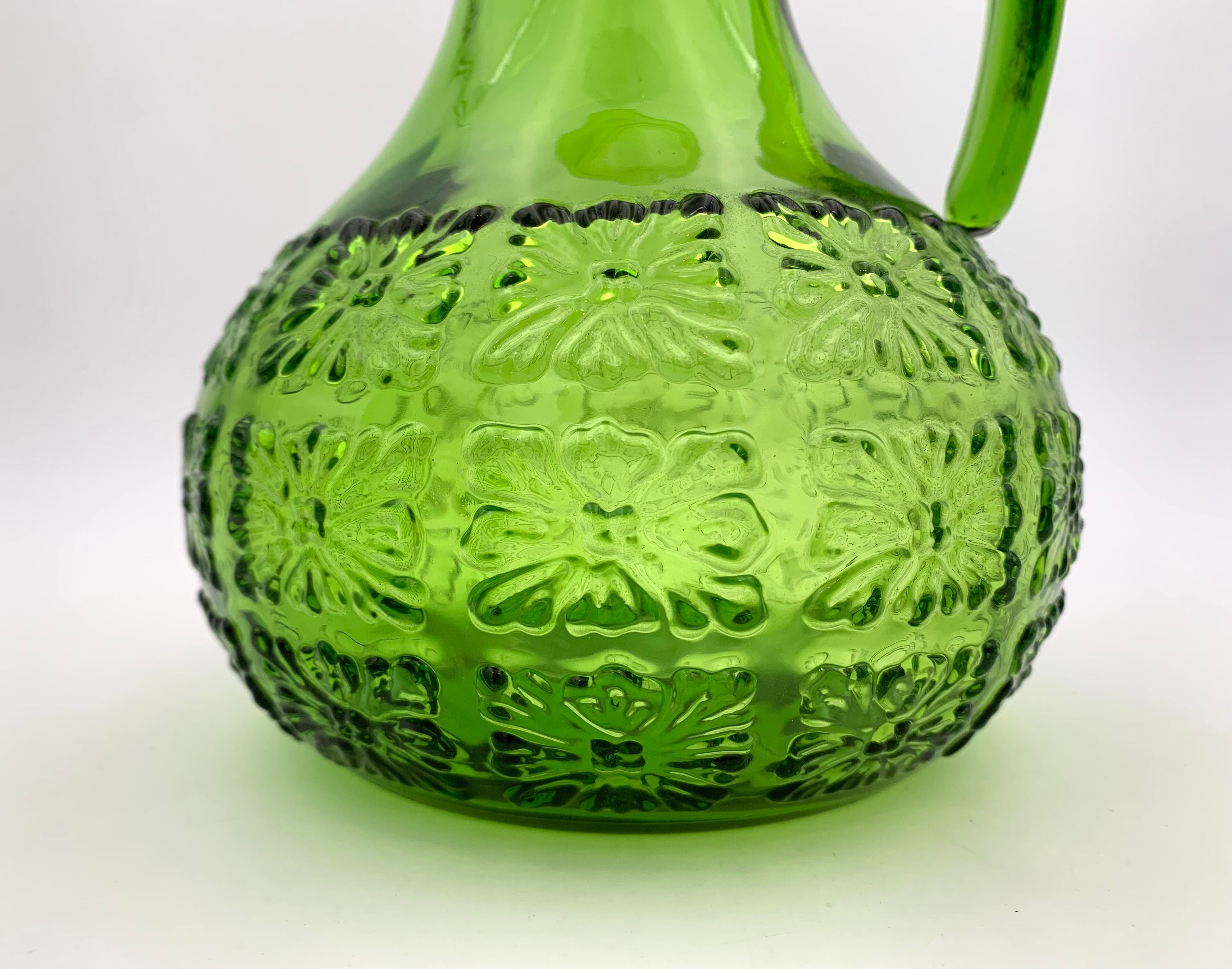Vintage glass pitcher, chlorophyll green, Italy - 1960s-1970s.