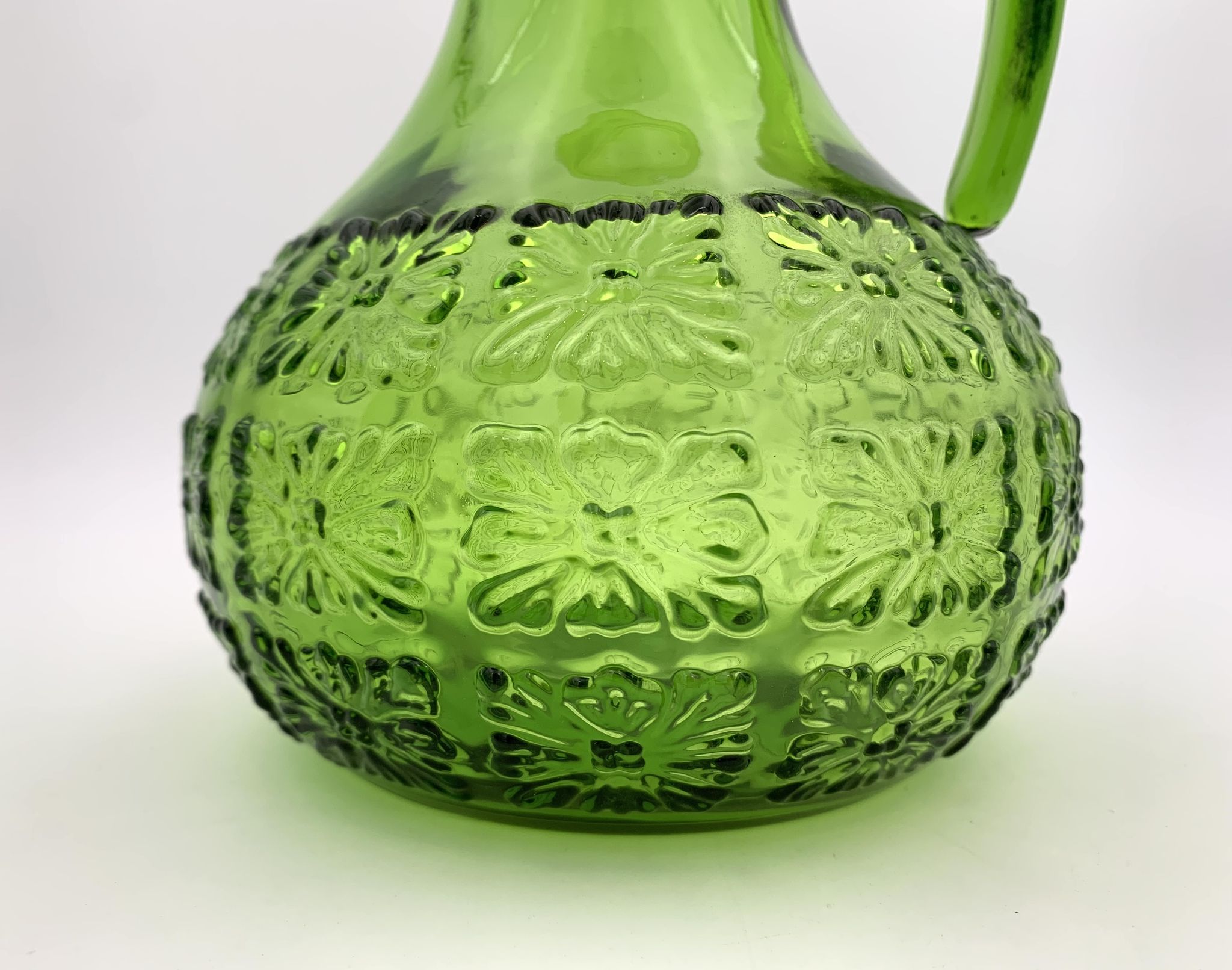 Vintage glass pitcher, chlorophyll green, Italy - 1960s-1970s.