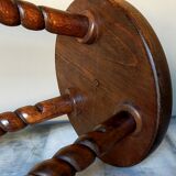 Vintage tripod stool in solid wooden twisted feet