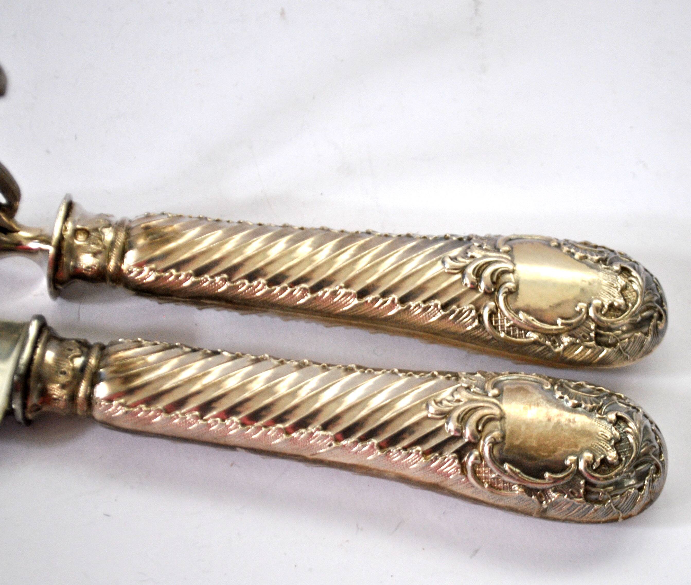 Rococo service cutlery in SILVER Minerve Armand Frenais 1900 Serving knife and fork