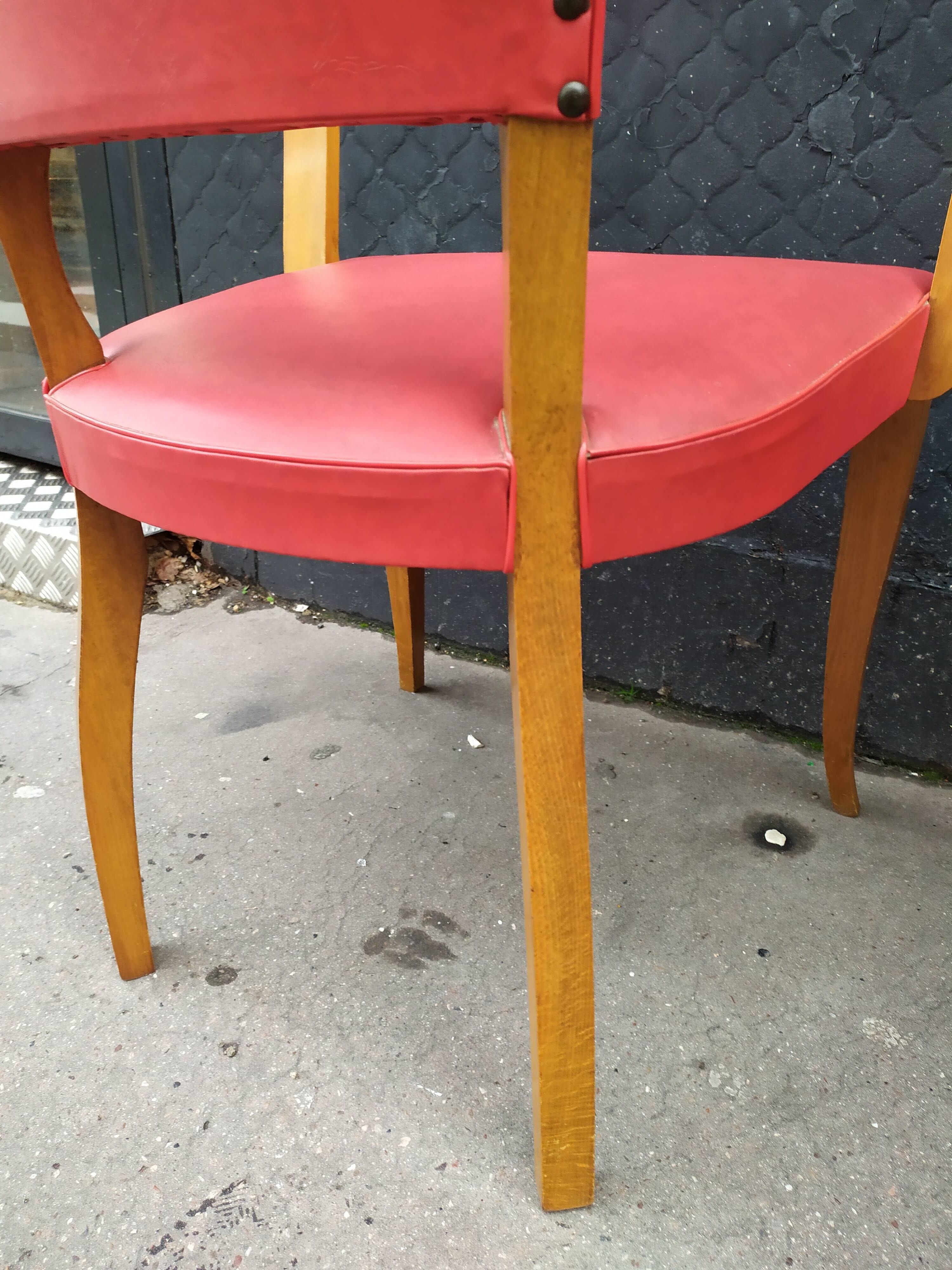 Pair of red vintage bridge armchairs