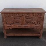 Coffre haut ancien en bois