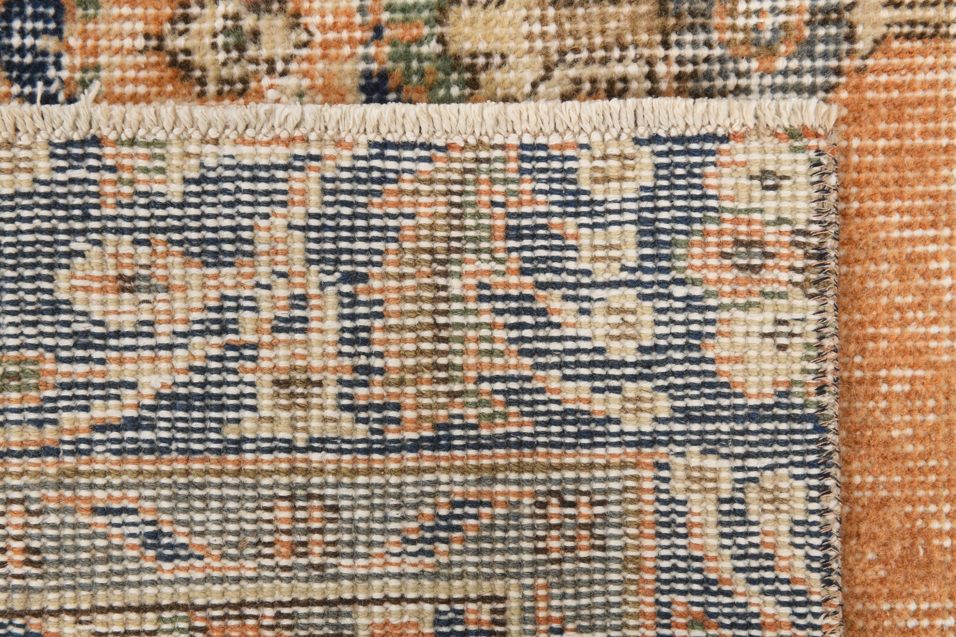 5x9 Navy Blue & Peach Oriental Persian Rug, 168x284Cm