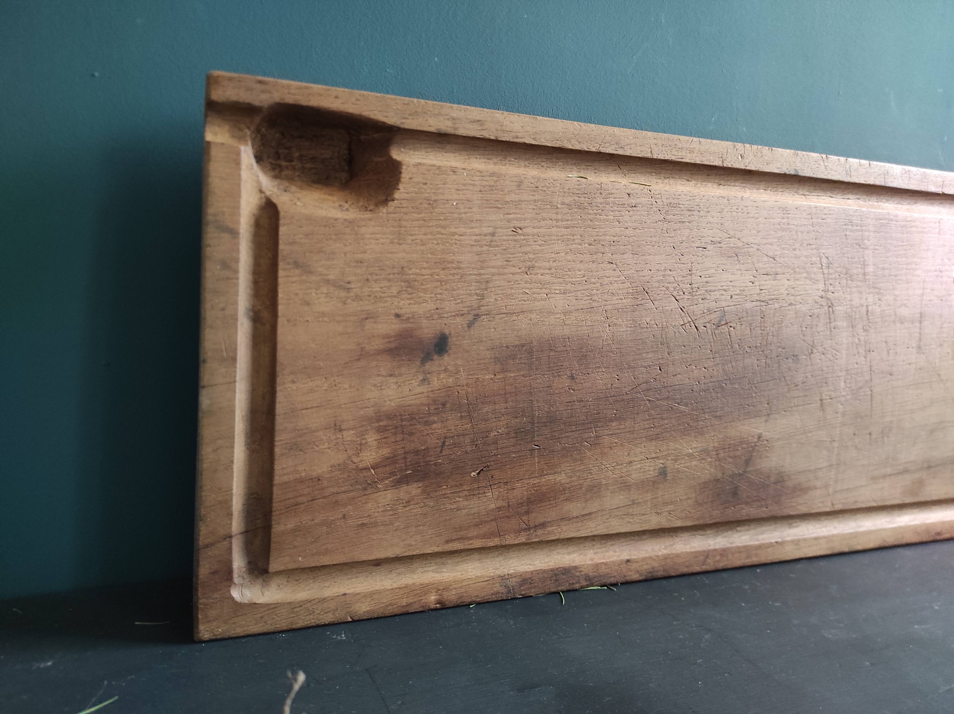 Large and heavy vintage French wooden chopping board