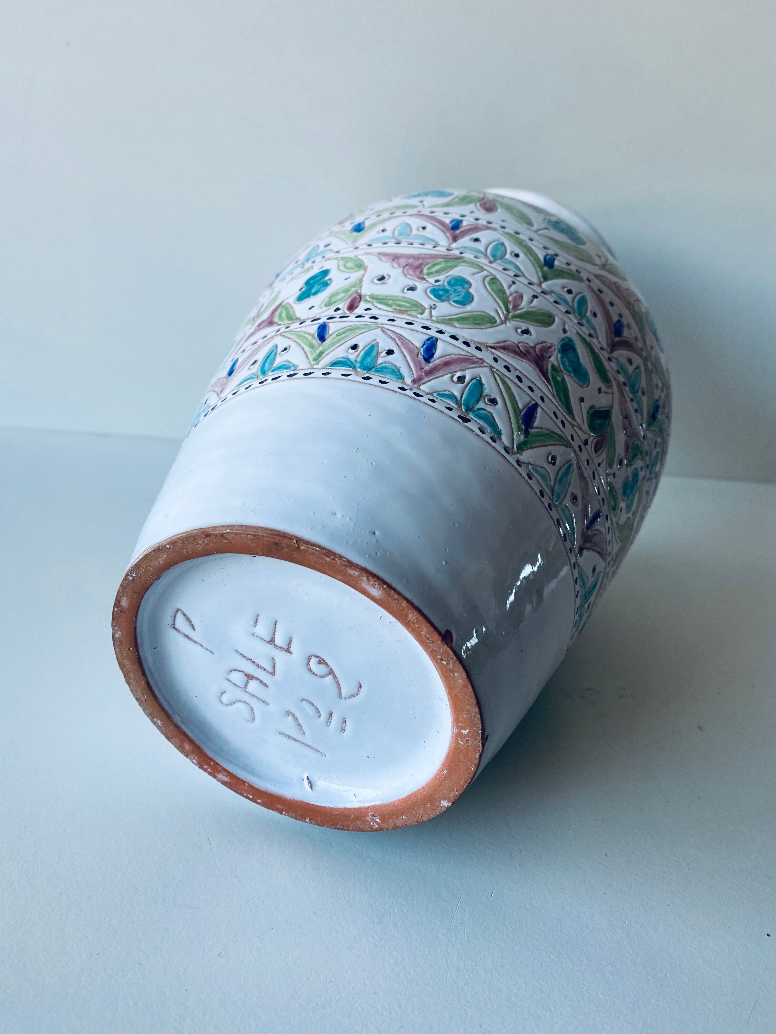 Colorful vase in enamelled terracotta