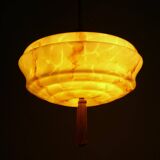 Art Deco rod pendant lamp with marbled glass shade, Germany 1930s