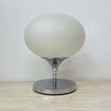 Lampe Space Age en verre opalin, acier chromé et fonte par Kaiser Leuchten,