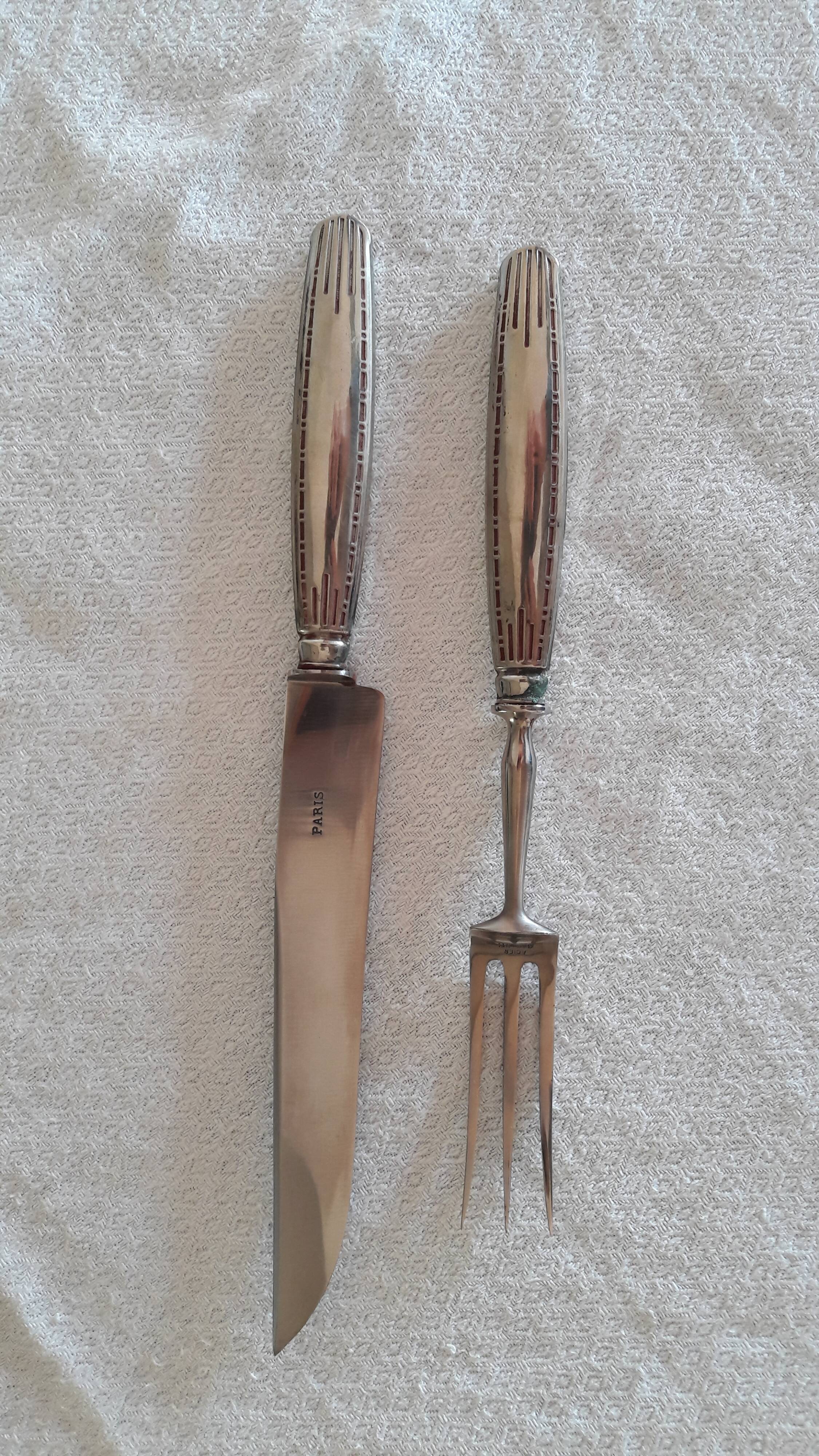 Service cutlery cuts art deco silver metal