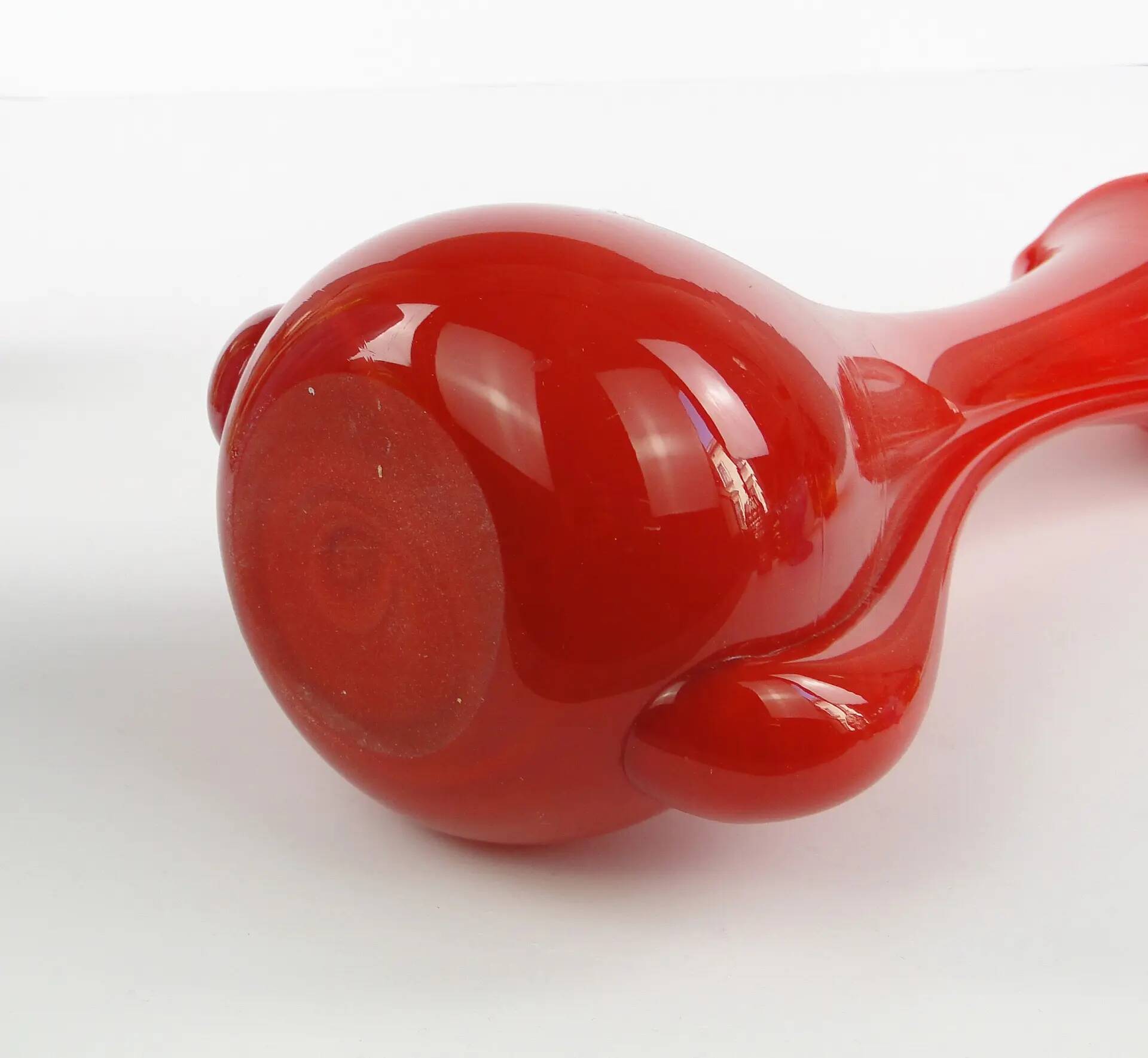 Mid-century modern vase, red glass, Poland, 1970s