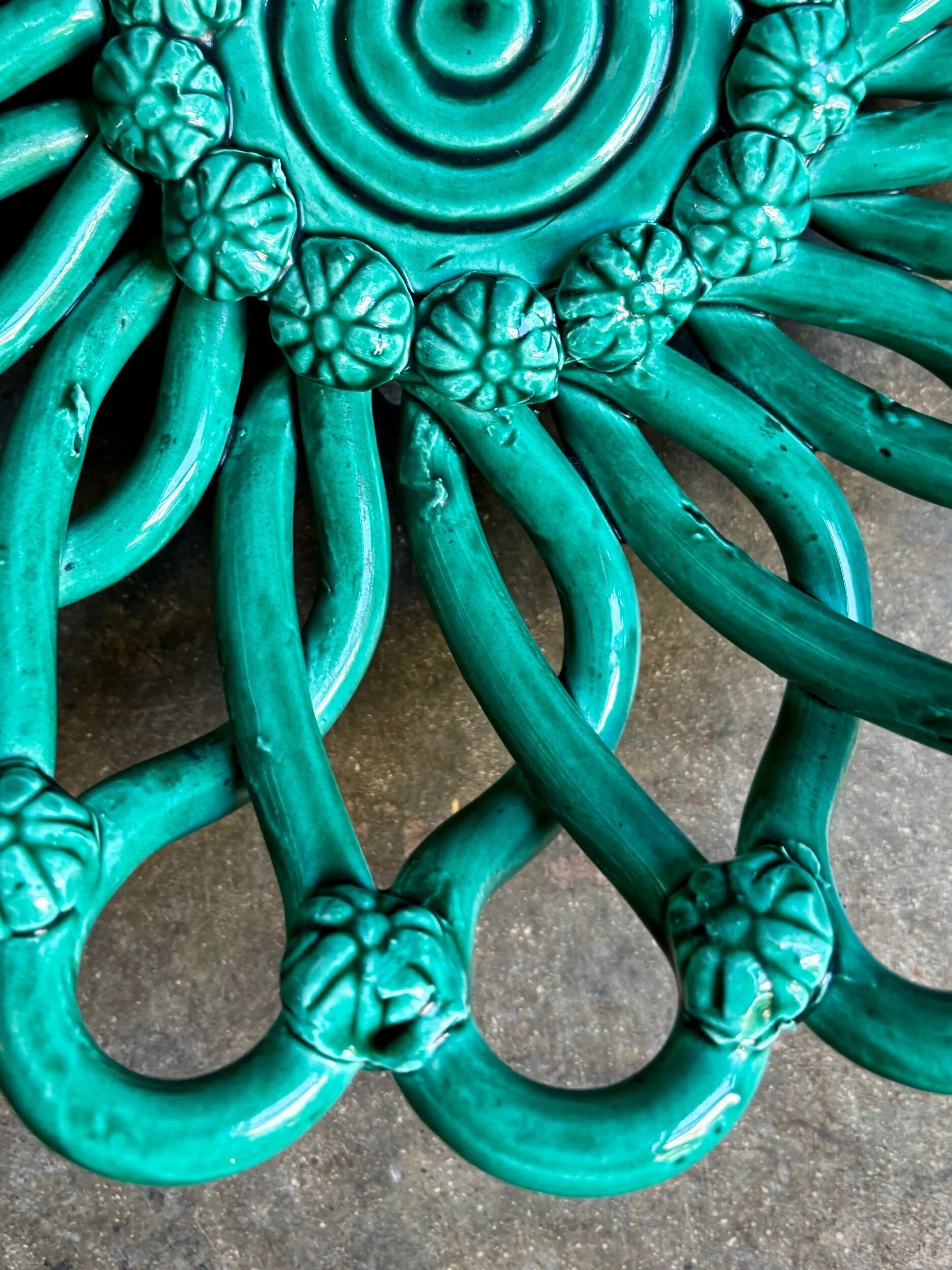 Green woven ceramic bowl Vallauris