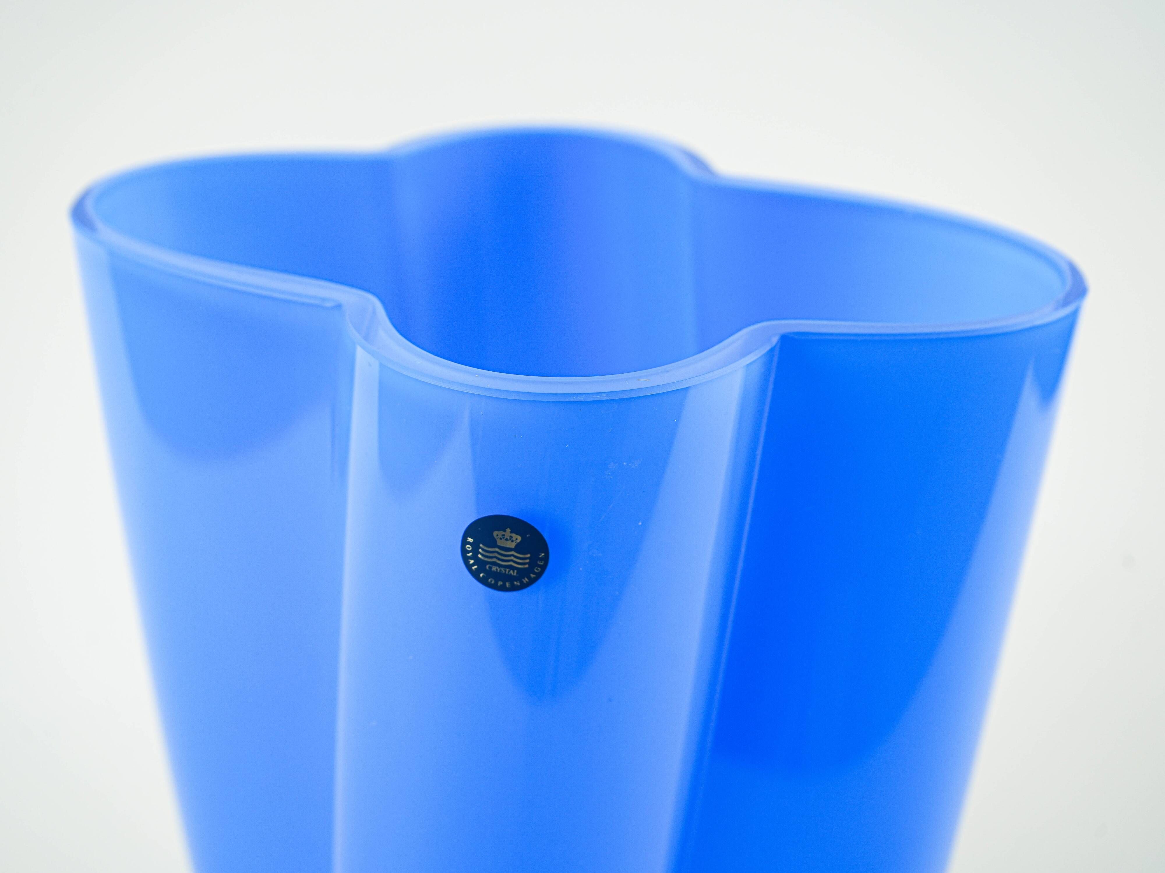 Blue vase, Danish design, 1980s, manufactured by Royal Copenhagen