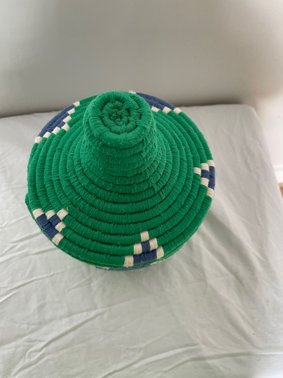 Bohemian artisanal Moroccan box colored green and blue