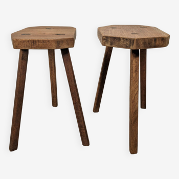 Pair of brutalist tripod stools