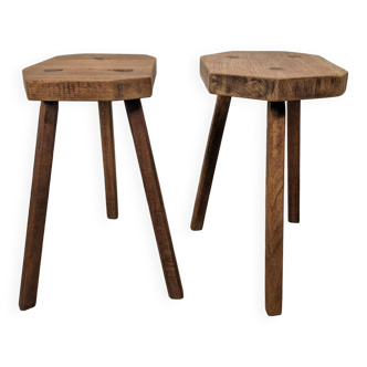 Pair of brutalist tripod stools