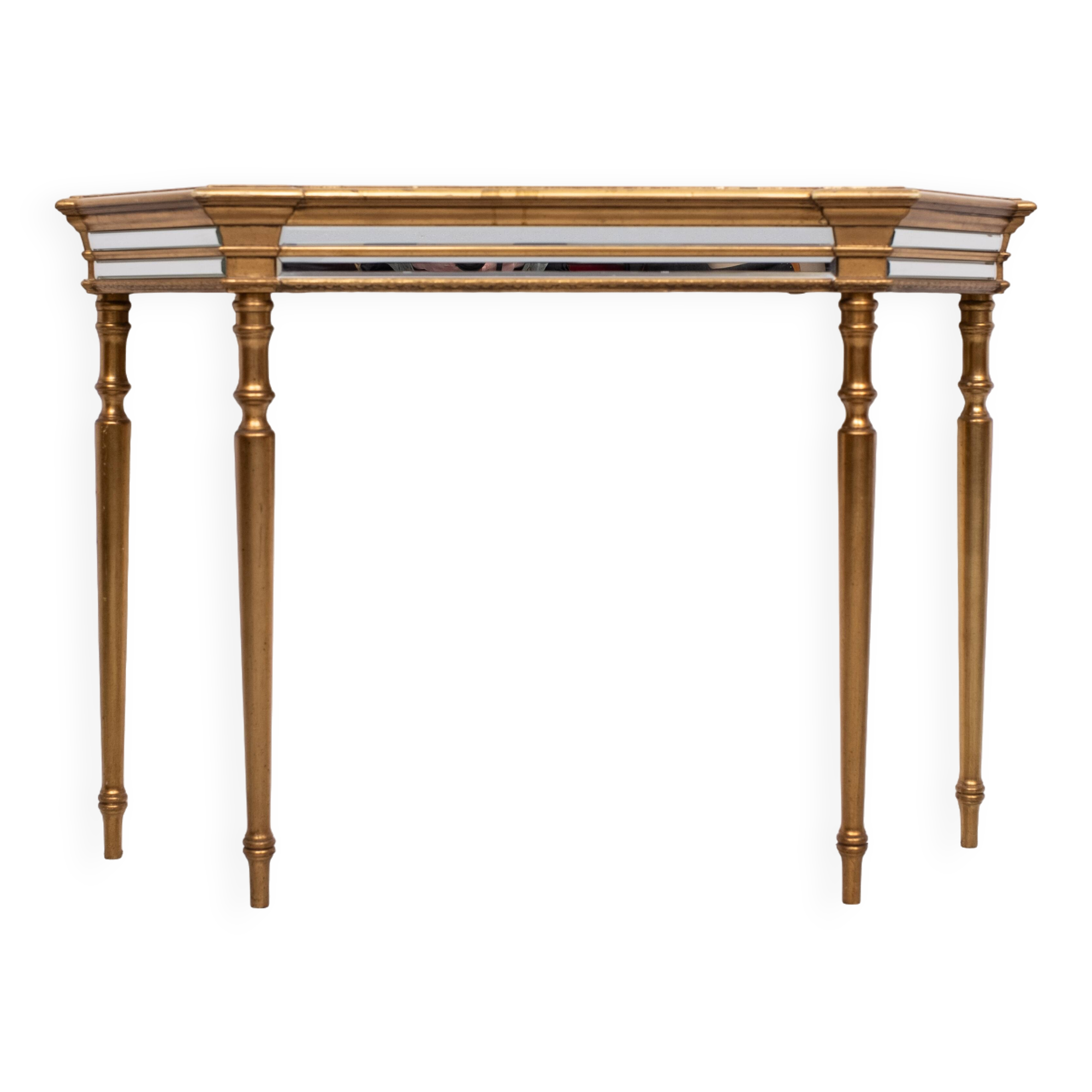 De Knudt Mirror Console Table Hollywood Regency Belgian 1970s
