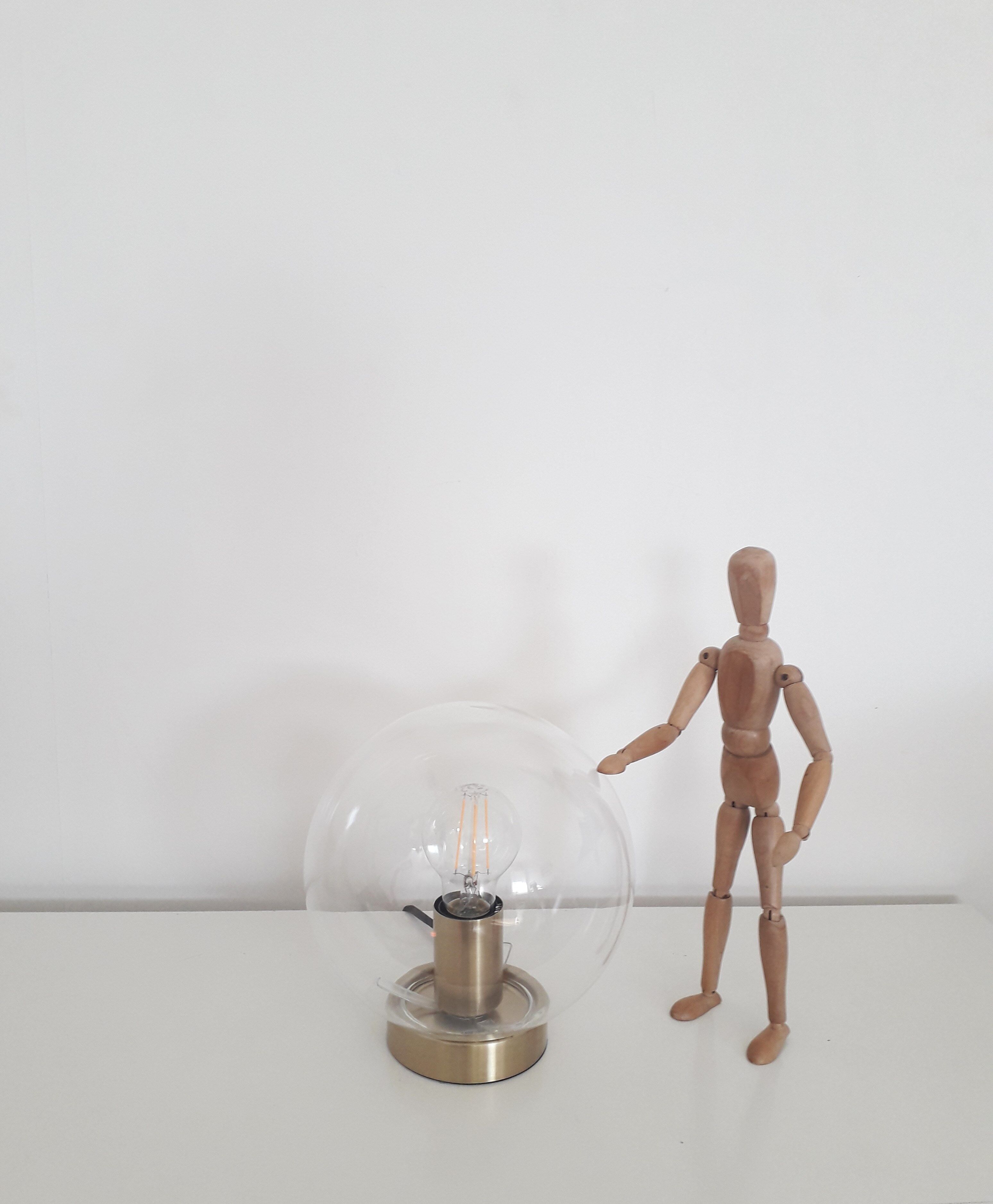 Vintage table lamp globe glass ball - 1990