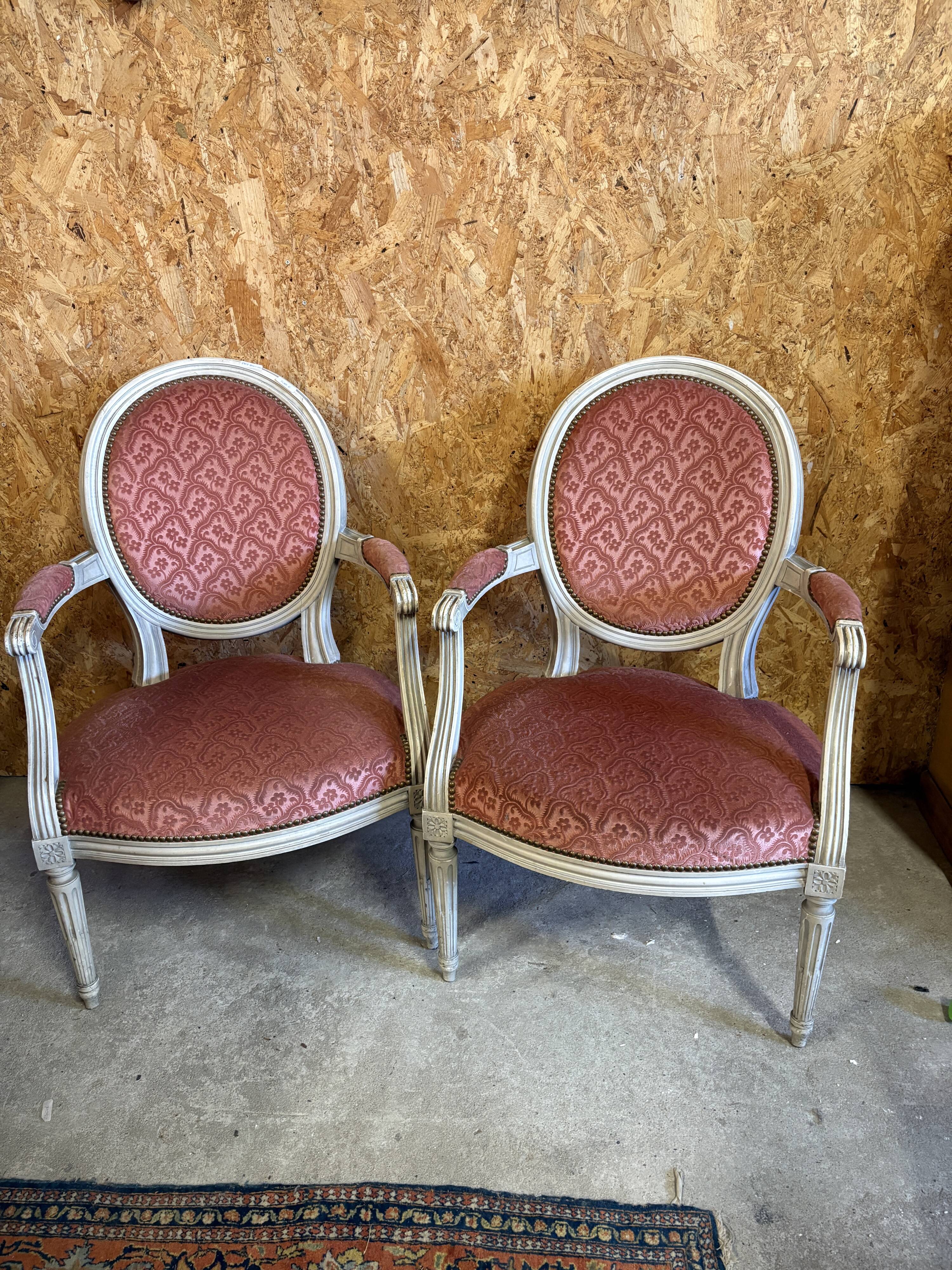 Pair of medallion armchairs