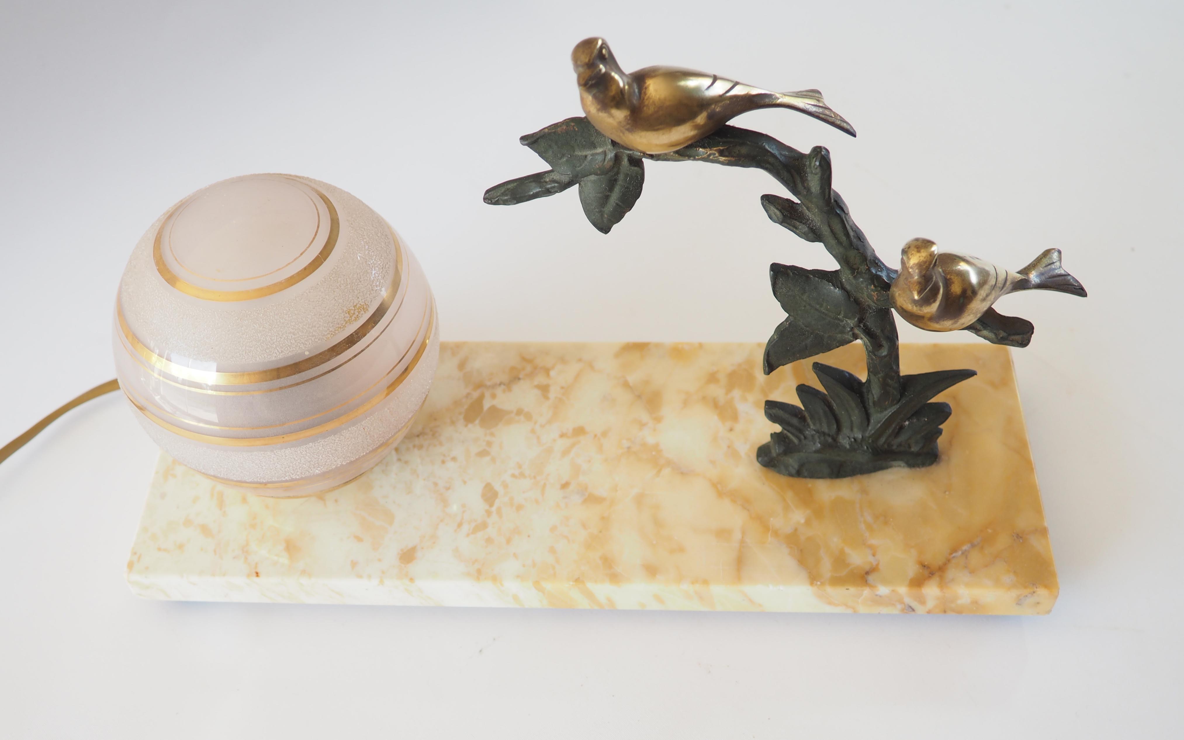 Marble and bronze lamp