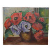 C. Steveniers - French School of the 20th century Still life with poppies. Oil on canvas signed