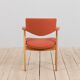 Oak Desk Chair in Pale Red Wool Upholstery by Erik Kirkegaard