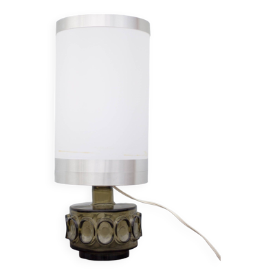 Lampe vintage, lampe en verre signé Robert de Schuytener, lampe de chevet, lampe à poser