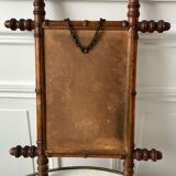 Old barber mirror in solid wood bamboo effect 30-40s