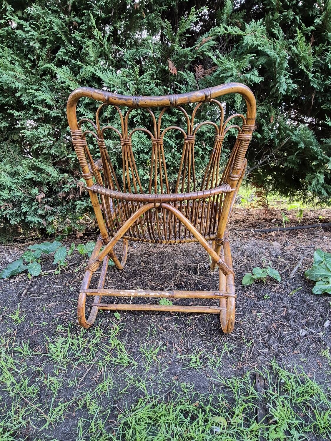 Paire de sieges en rotin annee 1950