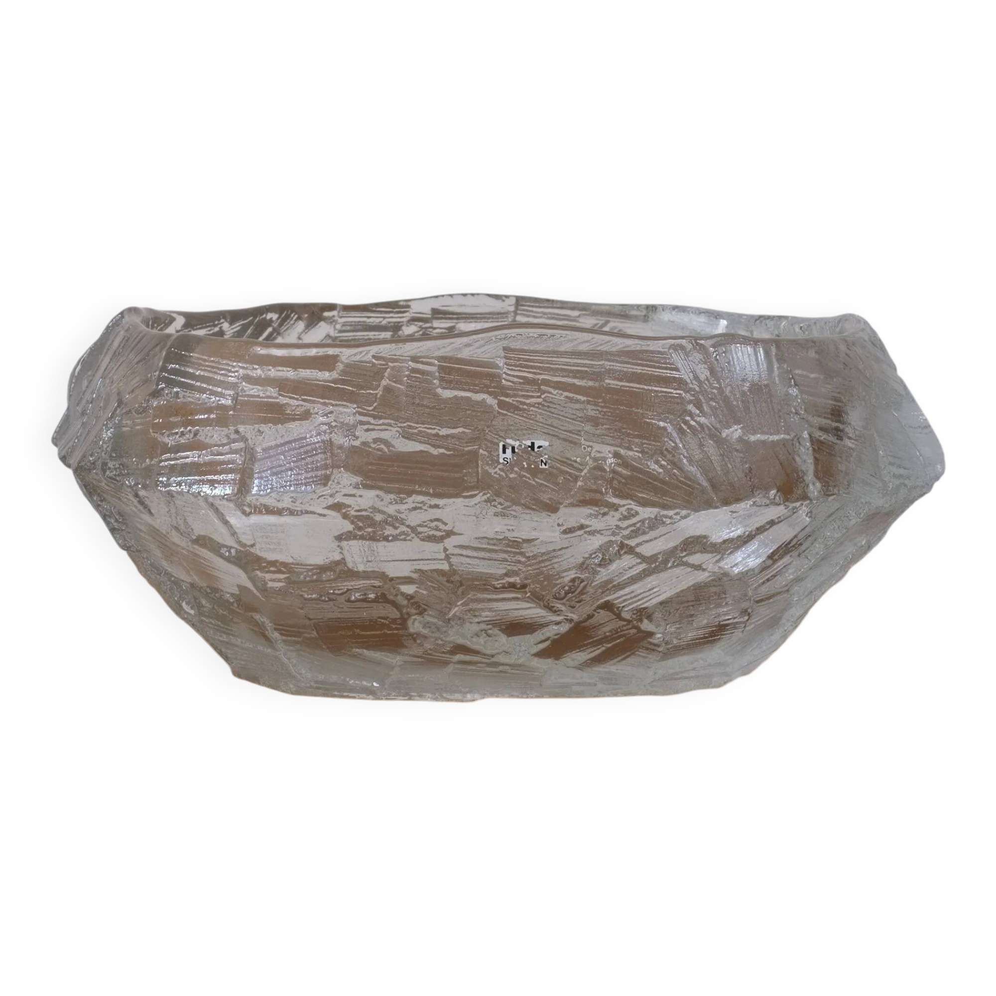 Demant brutalist glass dish by Göte Augustsson | Ruda Sweden | 1960s