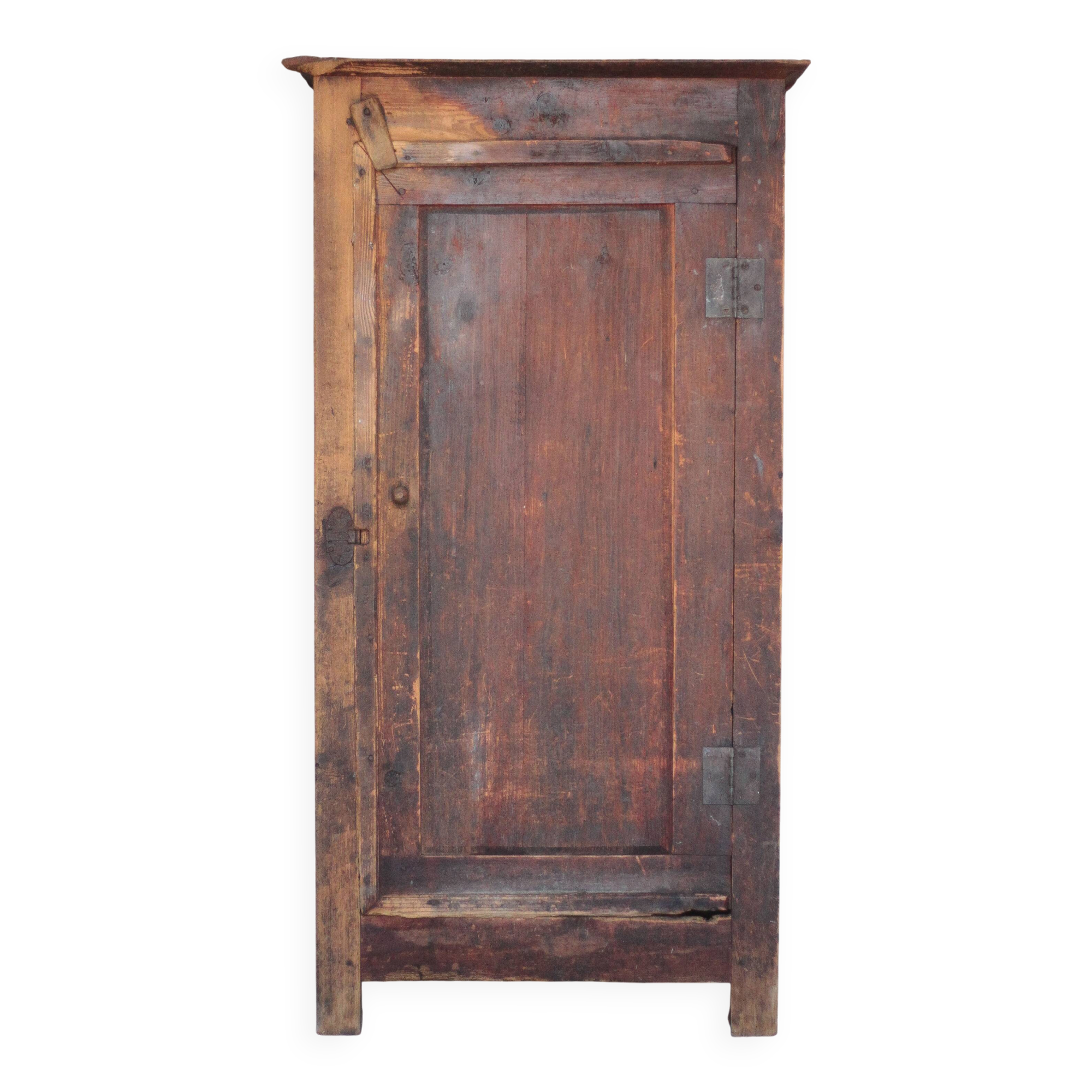 Antique wooden cabinet with 1 door, storage unit, bonnetière, kitchen furniture.
