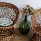 Paire de fauteuils en rotin années 70