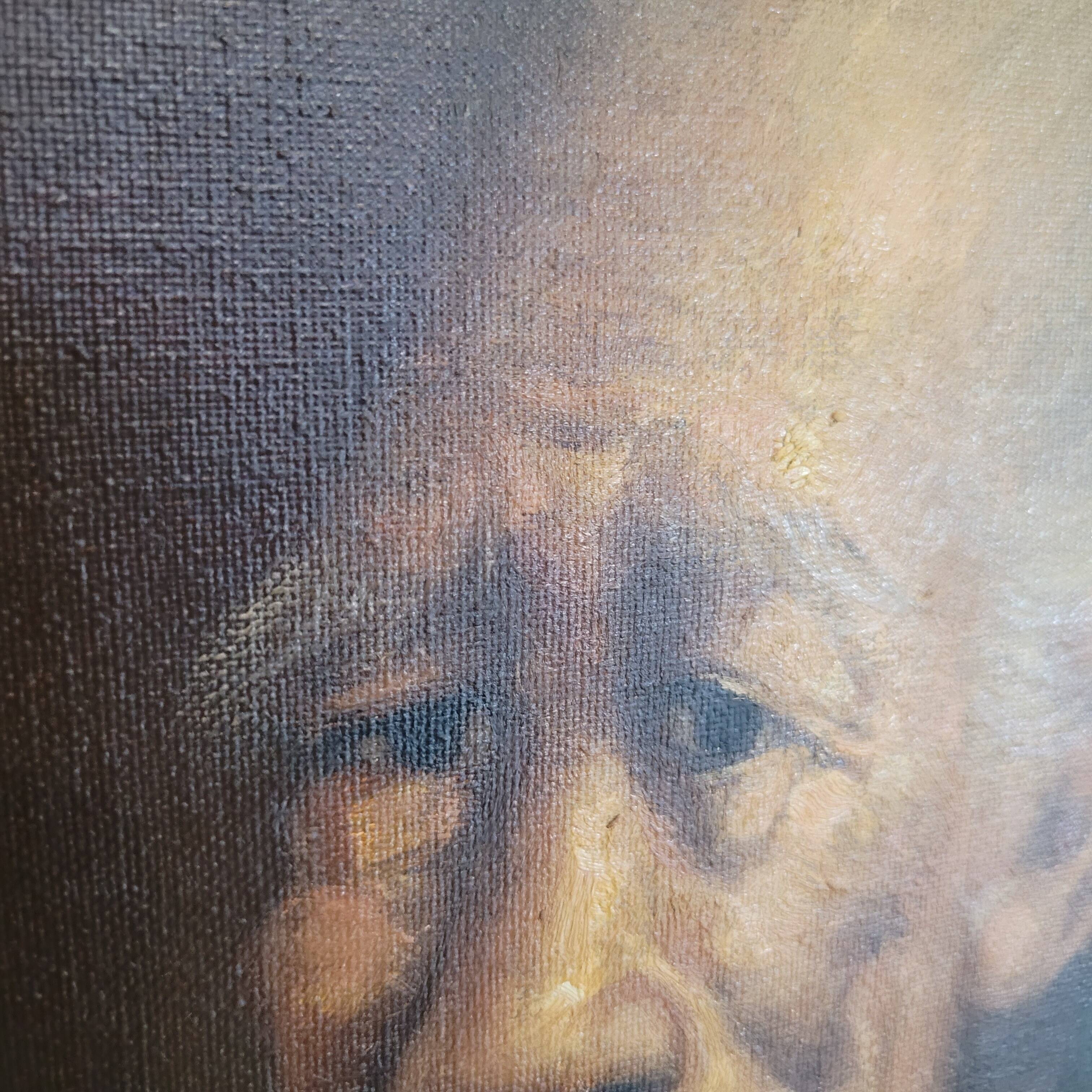 Asian Portrait Painting Oil On Canvas (Vietnam or China)