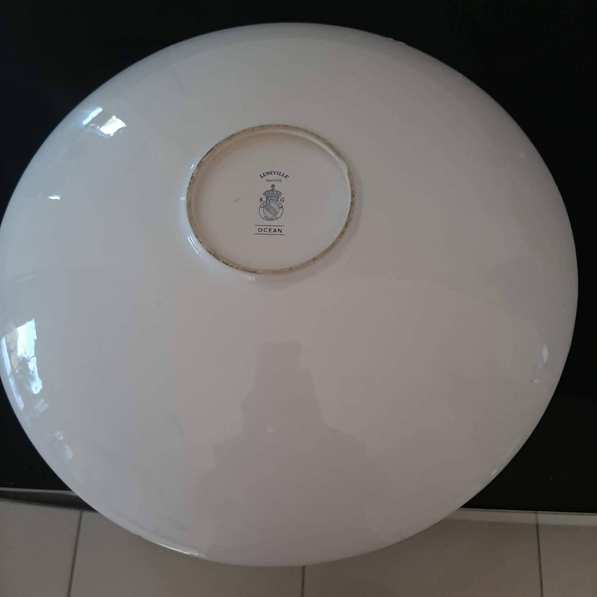 Large round dish k.g luneville faience / 41 x 8 cm / ocean model