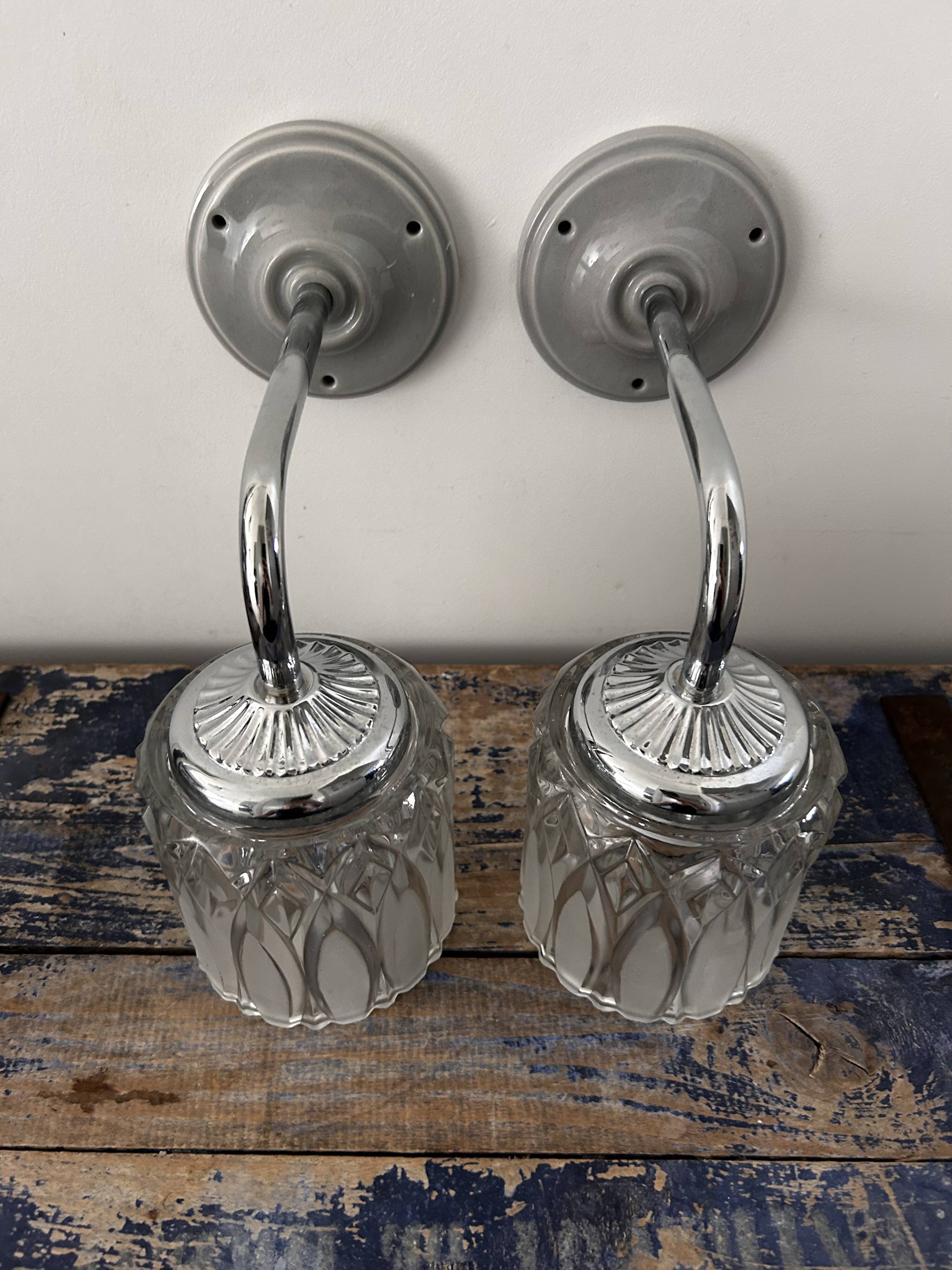 Pair of vintage chrome wall lights
