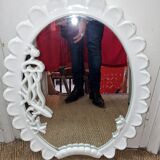 Miroir ovale en bois blanc décor ocean 59x71cm