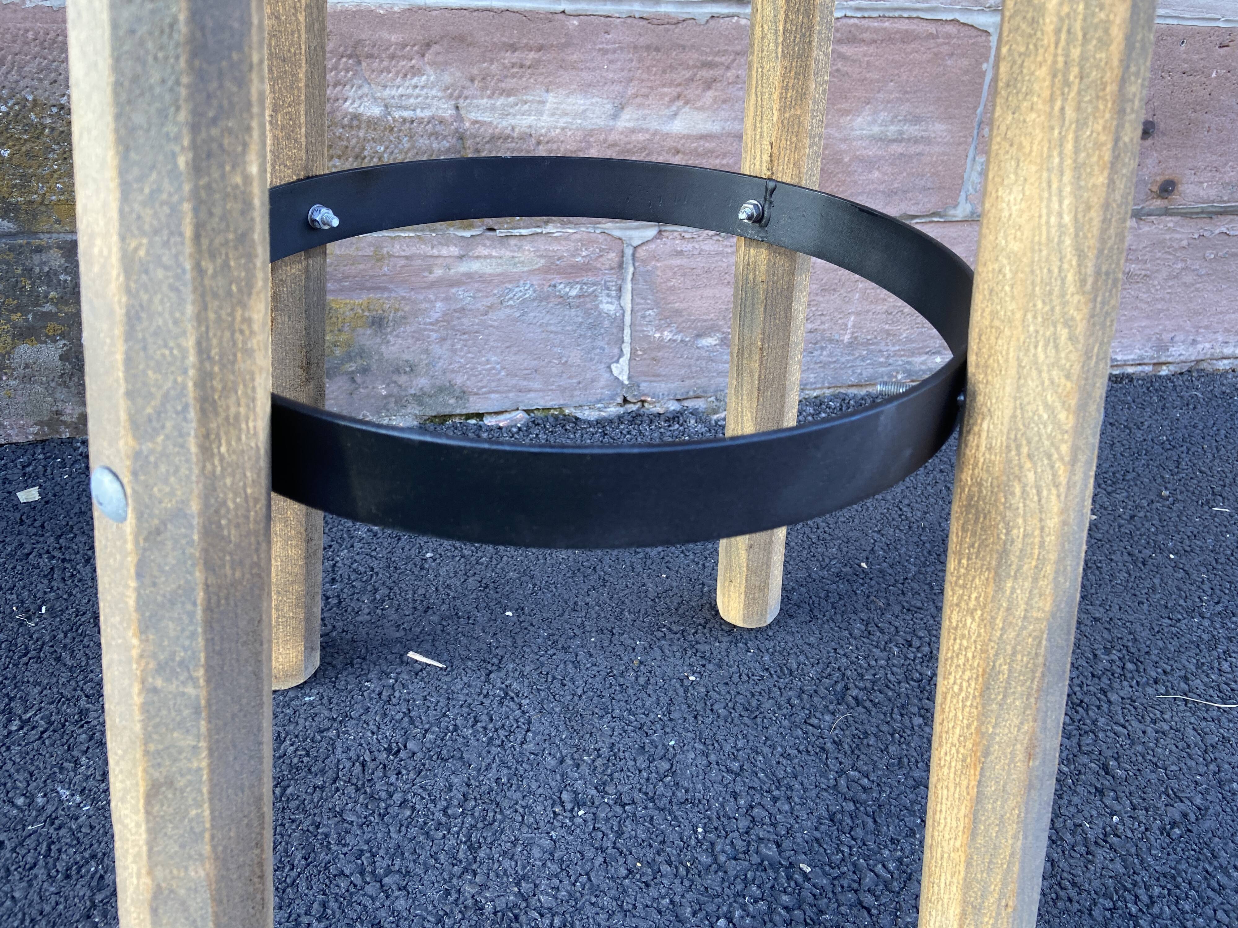 Wooden bar stool natural raw vintage 1970