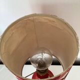 Vintage lamp with glass base and textile lampshade, 1970s