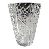 Vintage vase with flared neck in cut crystal - Decorated with geometric patterns / diamond braces